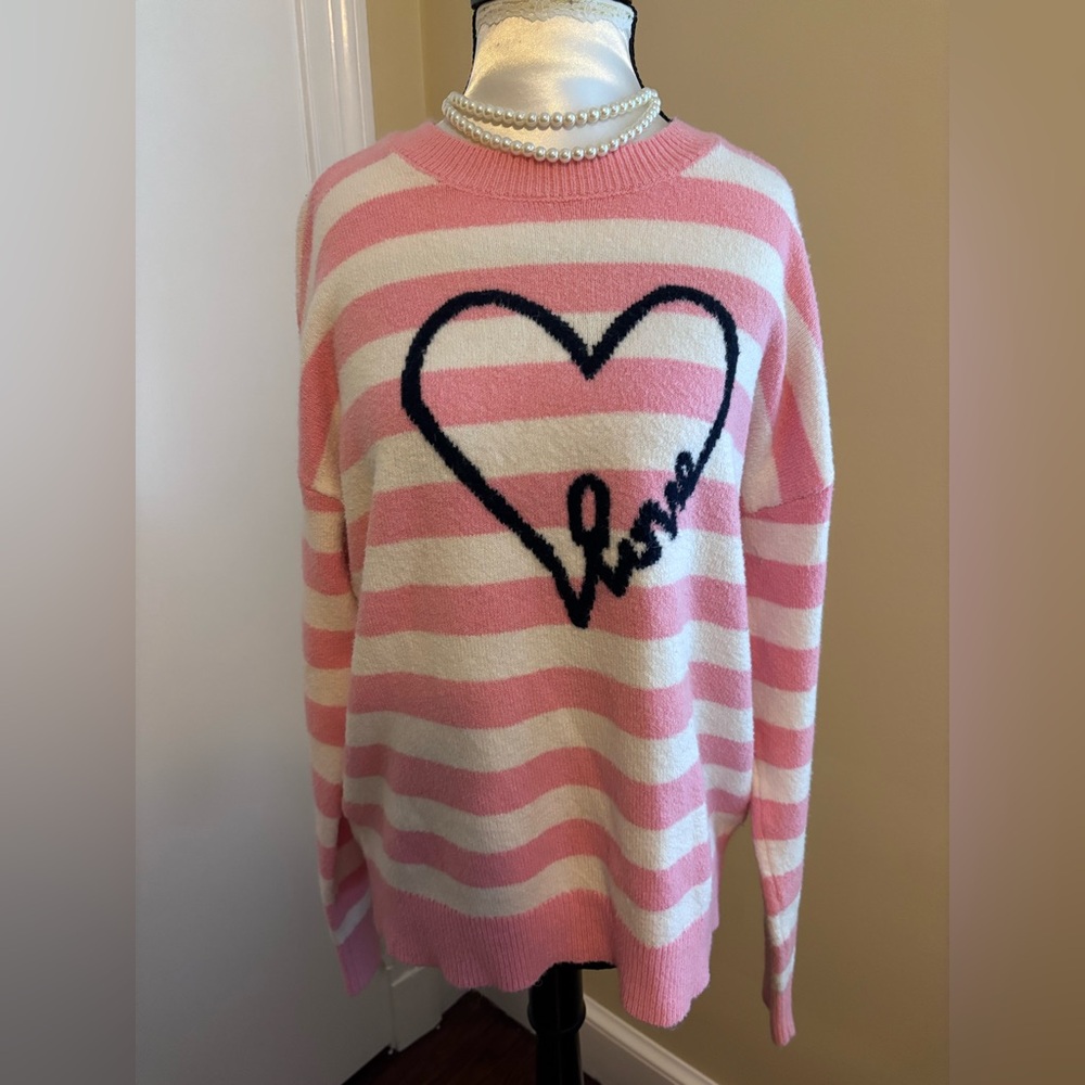 LOFT “LOVE” Striped Sweater
